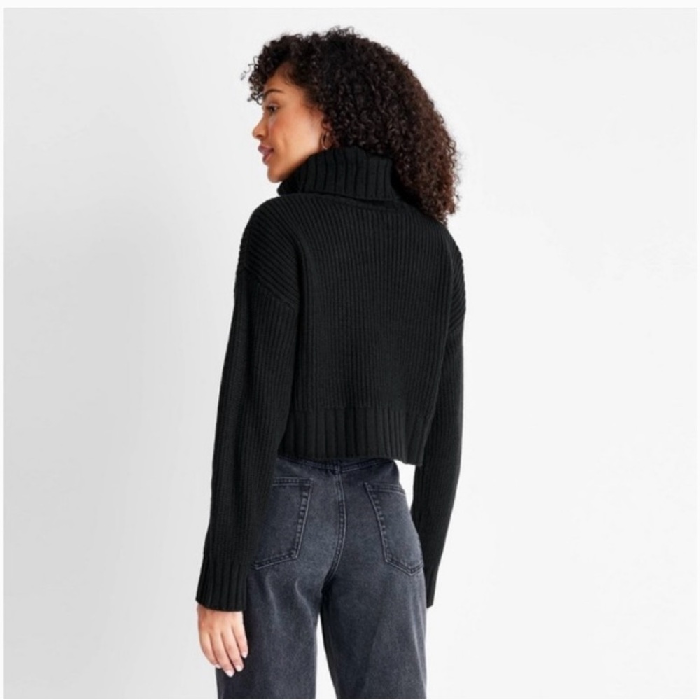 Future Collective Kahlana Barfield Brown Crop Turtleneck Long Sleeve Sweater‎ - Picture 7 of 7